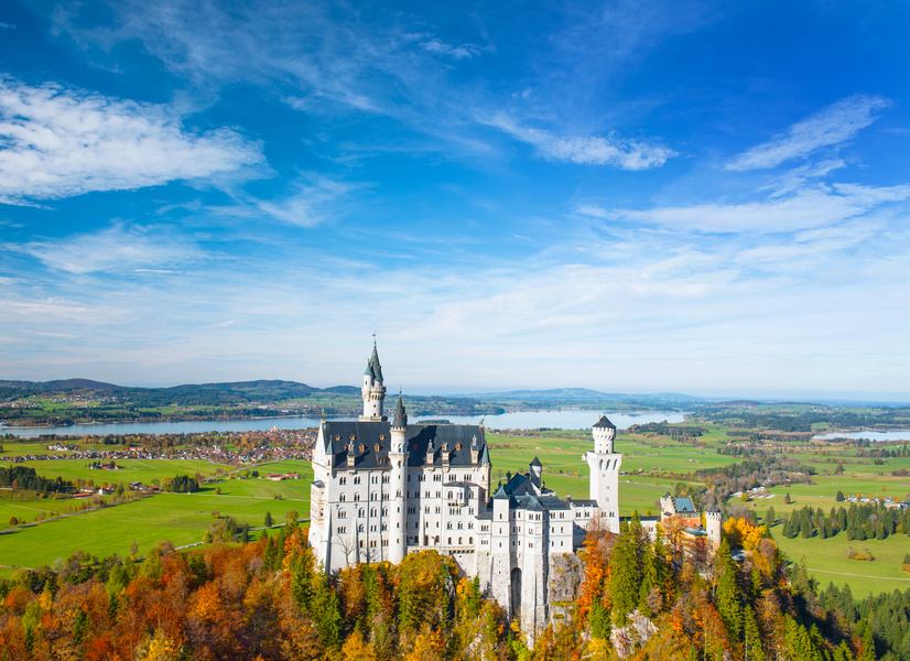 Neuschwanstein Castle Autumn Landscape Germany 